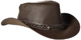 HAT A1001BR-7 DOWN UNDER LEATHER HAT BROWN SIZE XL