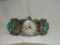 LM Sterling & Turquoise Bangle Watch Band w/Leaves