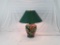 Floral Table Lamp With Green Lampshade and Base
