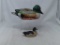 2 REALISTIC CERAMIC DUCKS, COLORFUL AND GREEN