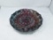 ART GLASS BOWL, ELABORATE DESIGN RED AND TURQUOISE