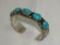 Turquoise Five Stone Bangle Metal Bracelet