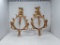 Pair of Metal Candle Wall Sconces Gold Colored