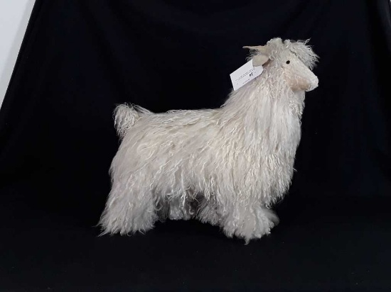 Wooden Sheep w/Real Fur and Horns 24" h