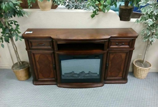 72" Cherry Fireplace Console