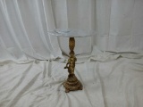 CATCO MARBLE SIDE TABLE WITH GOLD METAL BASE