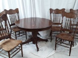 Antique Dining Table & 6 Ornate Chairs