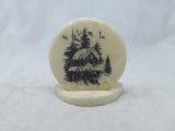 Log Cabin in Snow Etched in Marble