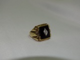 10KT Onyx Inlay Diamond Ring (7g)