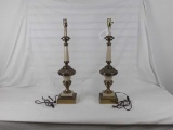 2, Stiffel Company Brass and Marble Lamps