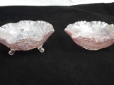 2 RUFFLED TOP CARNIVAL GLASS BOWLS, 1 IS FOOTED