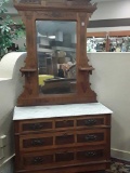 Marble Top Eastlake Dresser & Mirror