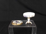 HAND PAINTED SMALL LIMOGES TRINKET BOX ON PEDESTAL
