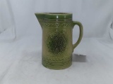 Vtg Green/Tan Stoneware Pitcher Believed to be McC