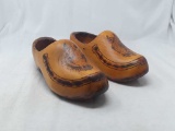 Large Wooden Shoes w/Horse & Horse Shoe Design