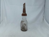 Vintage Glass Oil Bottle w/ Metal Spout