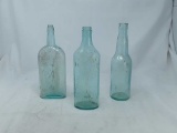 3 Vintage Blue Glass Bottles - Cod Liver OIl on 1
