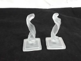 2 FROSTED GLASS CANDEL HOLDERS - NEW