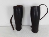 VINTAGE LEATHER LEG GUARDS DARK BROWN