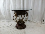 Glass Top Round Metal & Wrought Iron Table