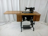 Antique Singer Sewing Machine & Table