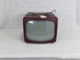WORKING RED PORTABLE CRT T.V. W/ CARRYING HANDLE
