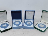 4 WEDGEWOOD HANGING ORNAMENTS - 21/4