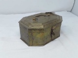 Brass Lockable Octogon Trinket Box w/handle