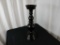 2 BLACK BRUSHED METAL CANDLE STICKS - 9.5