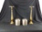 2 ALUMINUM GOLD CANDLE STICKS WITH COVERS 8