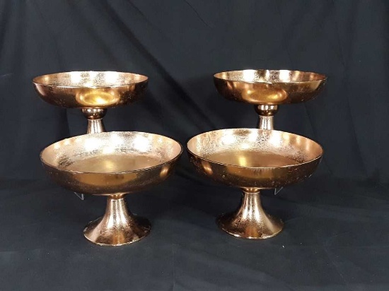 4 COPPER FRUIT BOWLS - 13" X 8.5"