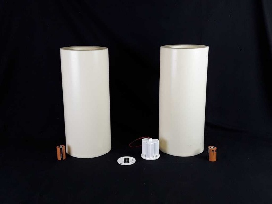 2 LARGE ELECTRIC PILLAR CANDLES - 8" X 18"