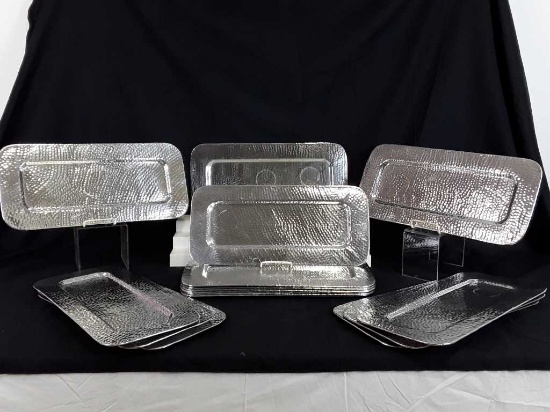 16 SILVER METAL TRAYS - 19.5" X 9"