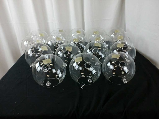 11 HANGING GLASS BIRD FEEDERS - 7" X 7" X 7"