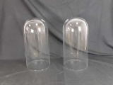 2 PILLAR GLASS DOME CLOCHES - 18