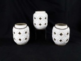 3 WHITE CERAMIC LANTERS FOR CANDLES - 7