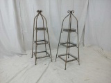 2 METAL 3 TIER SERVING PLATTERS 11.5 X 11.5 X 33.5