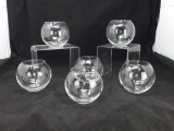 4 CLEAR GLASS ROSE BOWLS - DIMENSIONS: 4.5