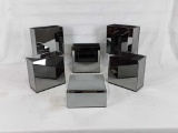 6 SQUARED OFF MIRRORD GLASS PLANTERS - 8 X 4 X 7.5