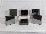 6 SQUARED OFF MIRRORD GLASS PLANTERS - 8 X 4 X 7.5