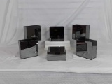 6 SQUARED OFF MIRRORD GLASS PLANTERS - 8 X 4 X 7.5