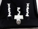 4 WHITE CANDLE HOLDERS - 4.5