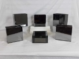 6 SQUARED OFF MIRRORD GLASS PLANTERS - 8 X 4 X 7.5