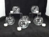 6 CLEAR GLASS ROSE BOWLS - DIMENSIONS: 4.5