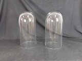 2 PILLAR GLASS DOME CLOCHES - 9.5 X 15.5, 6 X 12