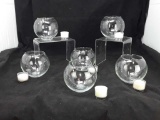 6 CLEAR GLASS ROSE BOWLS - DIMENSIONS: 4.5