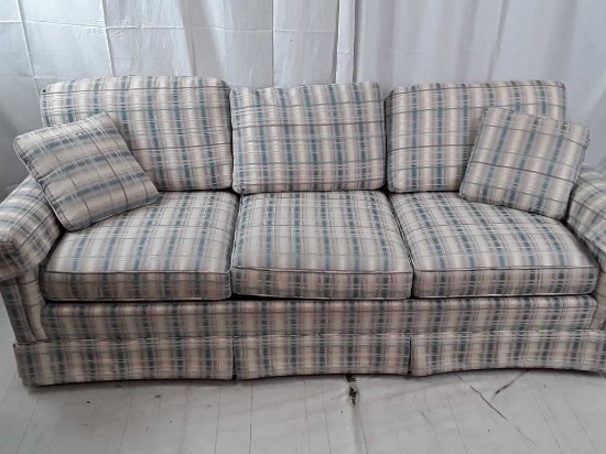 White, Purple and Teal Plaid Sofa