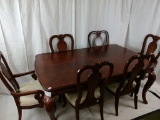 Dark Brown Wood Dining Table w/ 6 Chairs