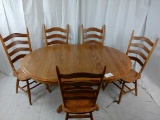 Wooden Oval Shaped Dining Table w/ 5 Chairs