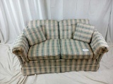 White & Purple Plaid Loveseat